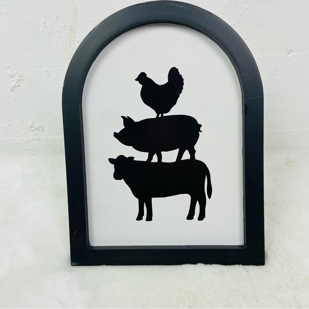 True living Farm Animal Stacked Silhouette black & white table top decor